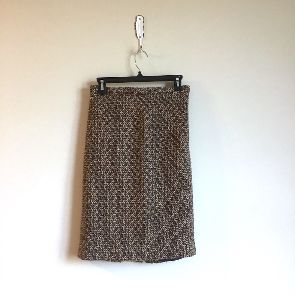 Ann Taylor LOFT brown wool tweed pencil skirt - Picture 2 of 8